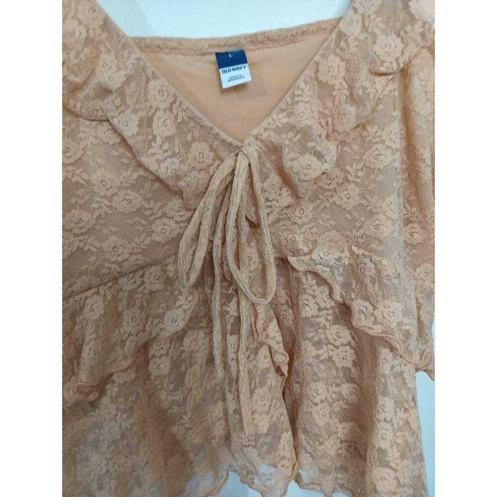 5310) Old Navy Thistle Y2K Coquette Lace Ruffle Tiered Babydoll Tank Top Large - Picture 6 of 8